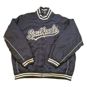 Vintage Southpole Letterman Sz XL Mens Blue Full Zip Embroidered Varsity Jacket